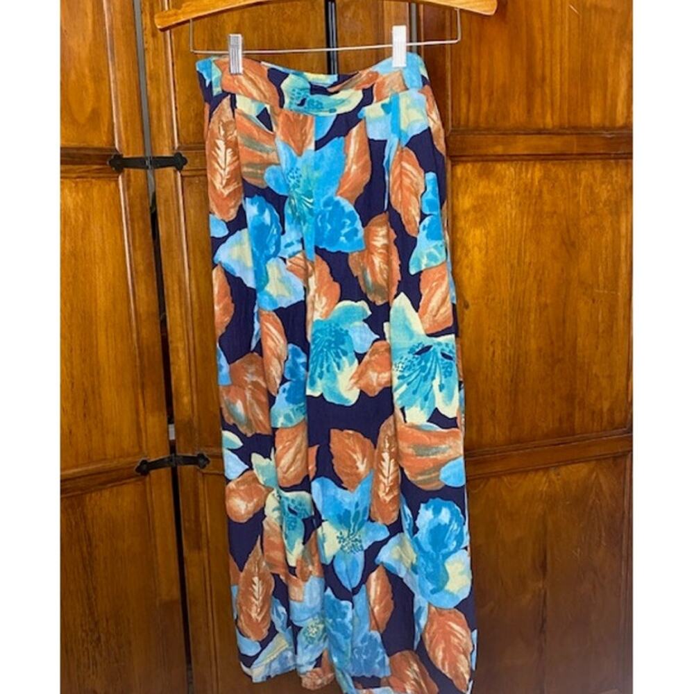 David Wayne Wide Leg Gaucho Pants Abstract Multicolor Print Cropped Pants size M